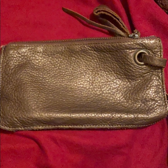 Roots leather mini wristlet in bronze - Picture 1 of 6